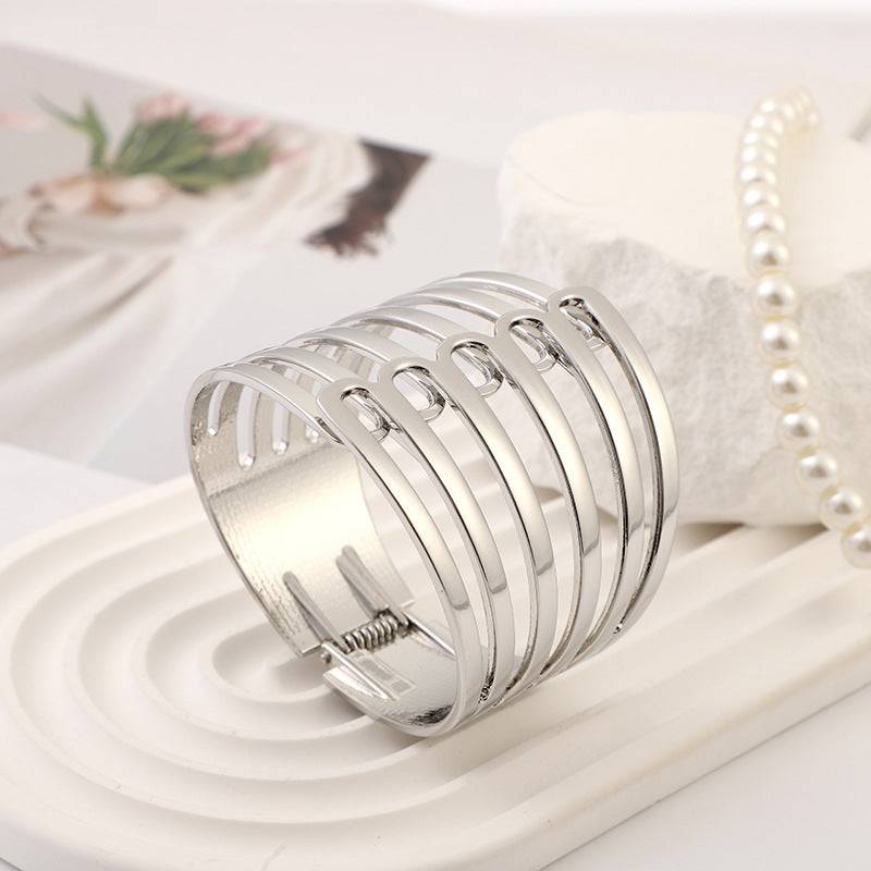 Alloy Design Fashion Wide Edge Hollow Bracelets