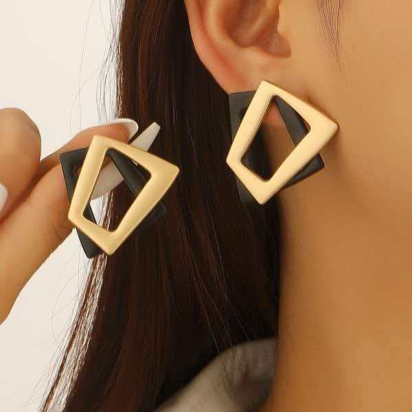 Women's & Men's Simple Style Geometric Exaggerated Fashion Quadrangle Color Matching Personality Jewelry Set