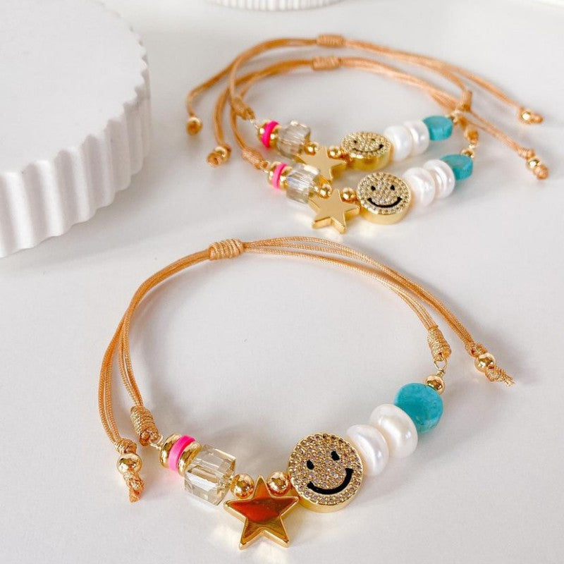 Women's Light Luxury Twin Turquoise Hand-woven Smiling Bracelets