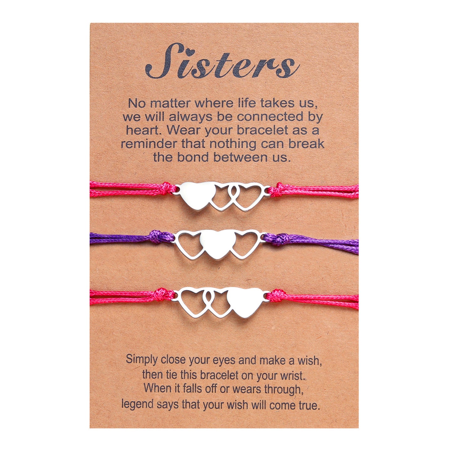 Card Creative Stainless Steel Heart-shaped Wax Bracelets