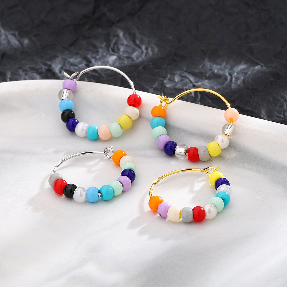 Beads Ear White Female Simple Style Irregular Earrings