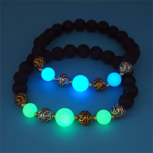 Fashionmonger Bracelets de perles lumineuses de yoga en roche volcanique naturelle