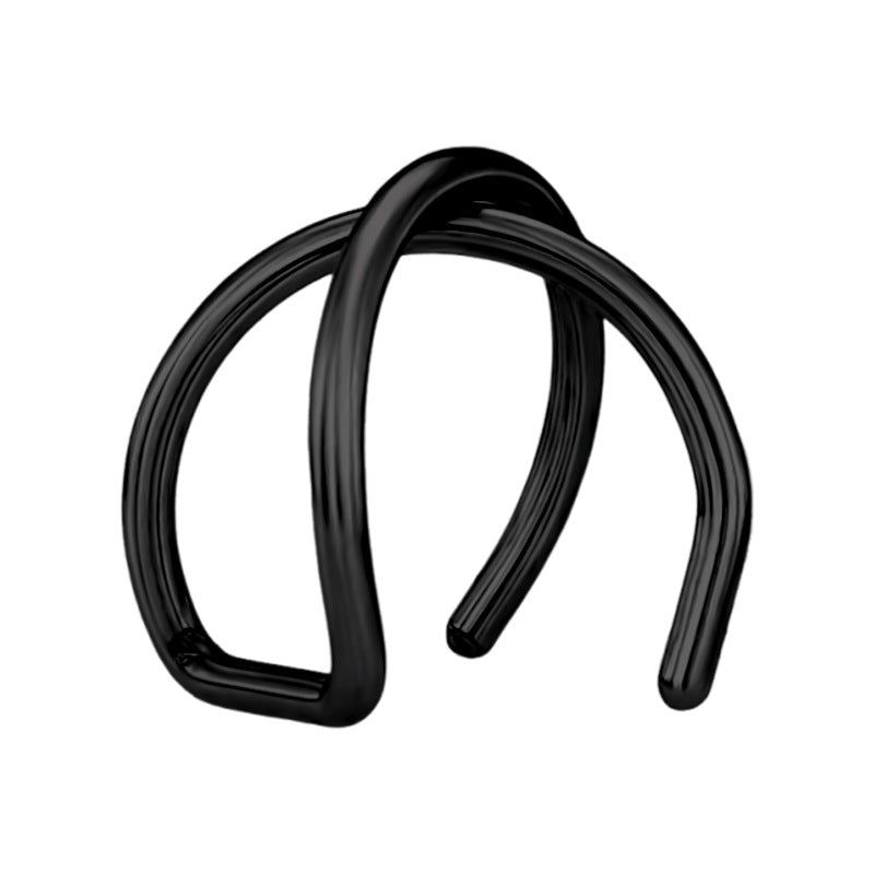 Fashionable Non Piercing Simple Personality Stainless Steel Double Ear Clip