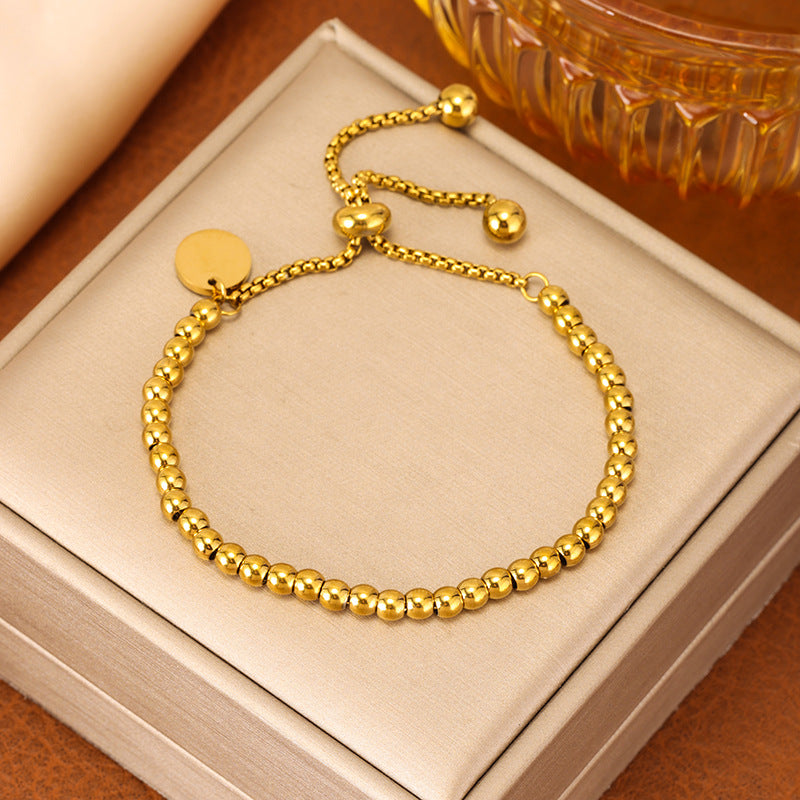 Women's Luxury Gold Bean Titanium Steel Simple Clavicle Chain Jewelry Set