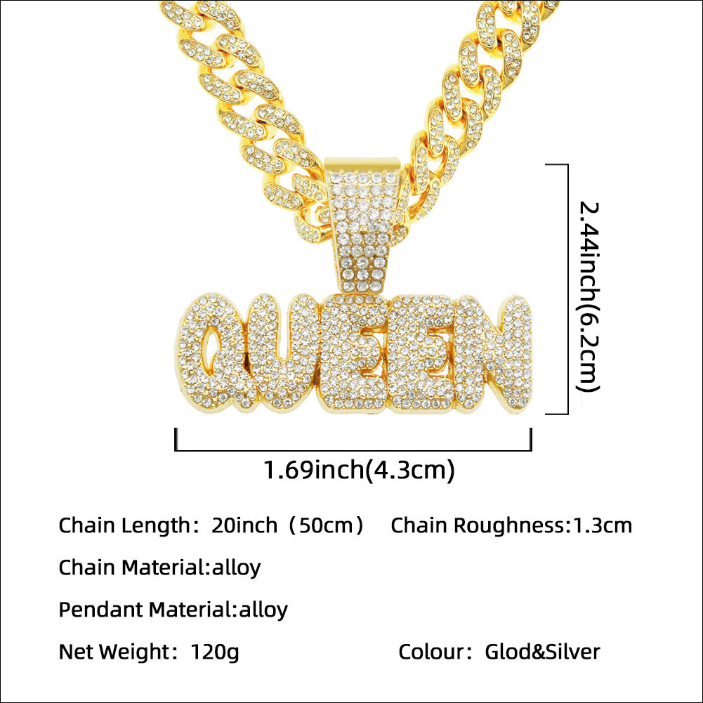 Men's Letter Pendant Cuban Link Chain Hip Hop Nightclub Short Necklaces