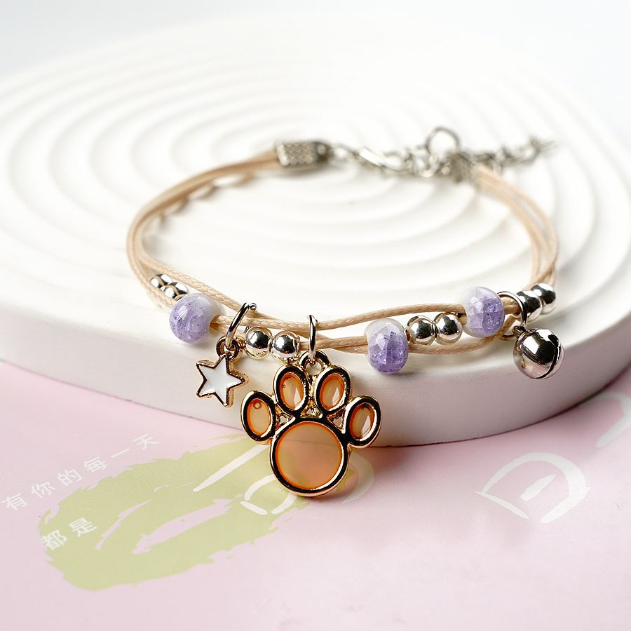 Bracelets de style simple pour femmes, brosse de dessin animé, patte de chat, copines