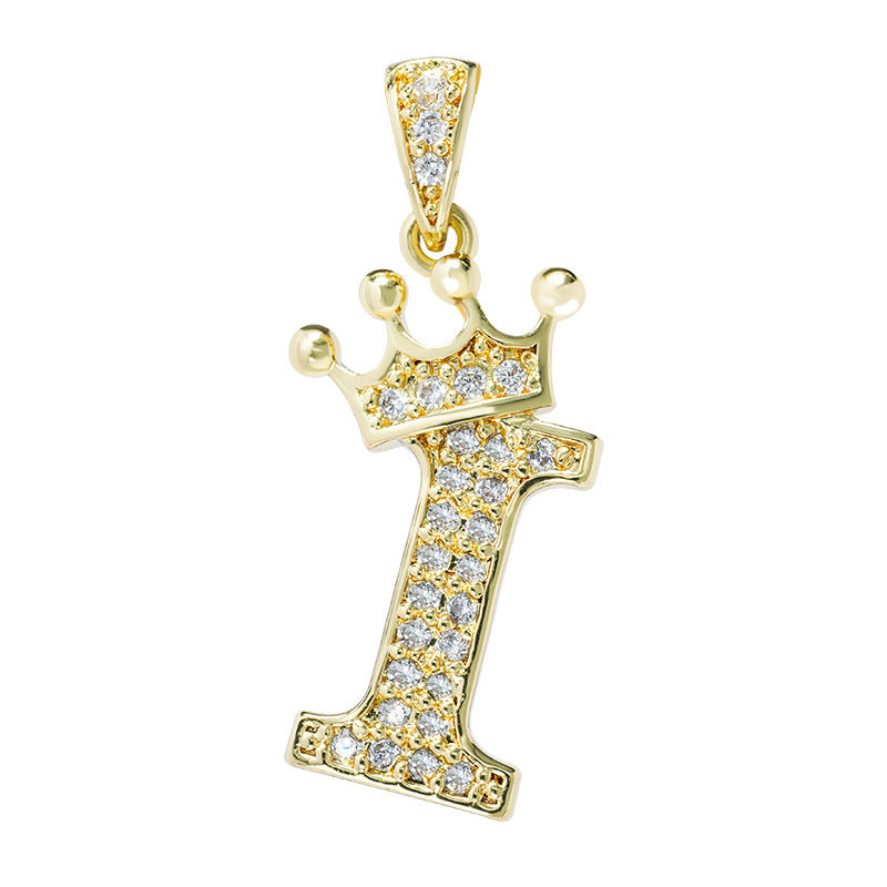 English Letters Full Diamond Pendant Simple Necklaces