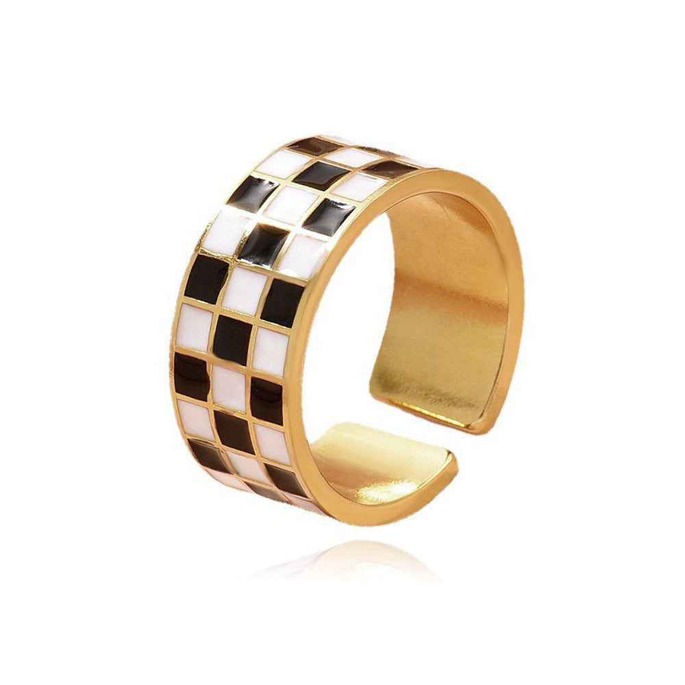 Female Simple Cold Style Titanium Steel High-grade Enamel Index Finger Ring