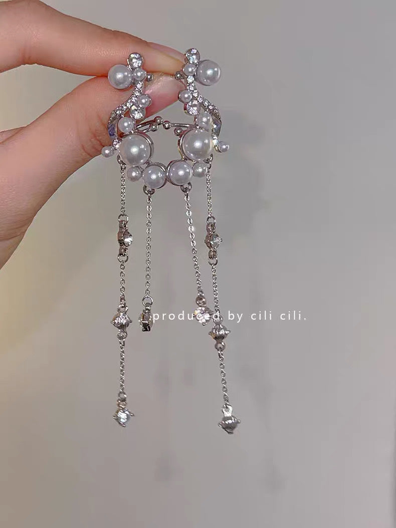 Women's Pearl Tassel For French Style Temperament Bone Niche Rings