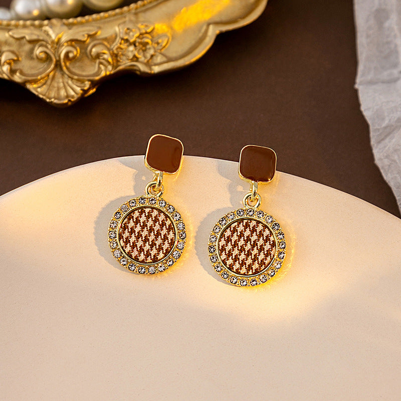 Sier Needle Artistic Temperament Korean Sweet Flower Hollow Paint Earrings