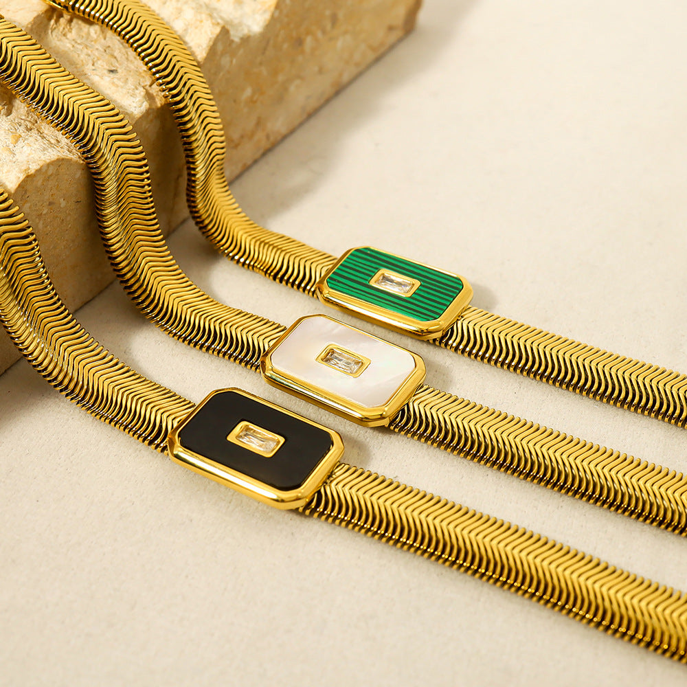 Natural Stone Titanium Steel Niche Gold-plated Snake Bracelets