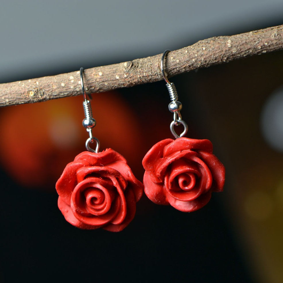 Ethnic Style Rose Female Bride Wedding Earrings