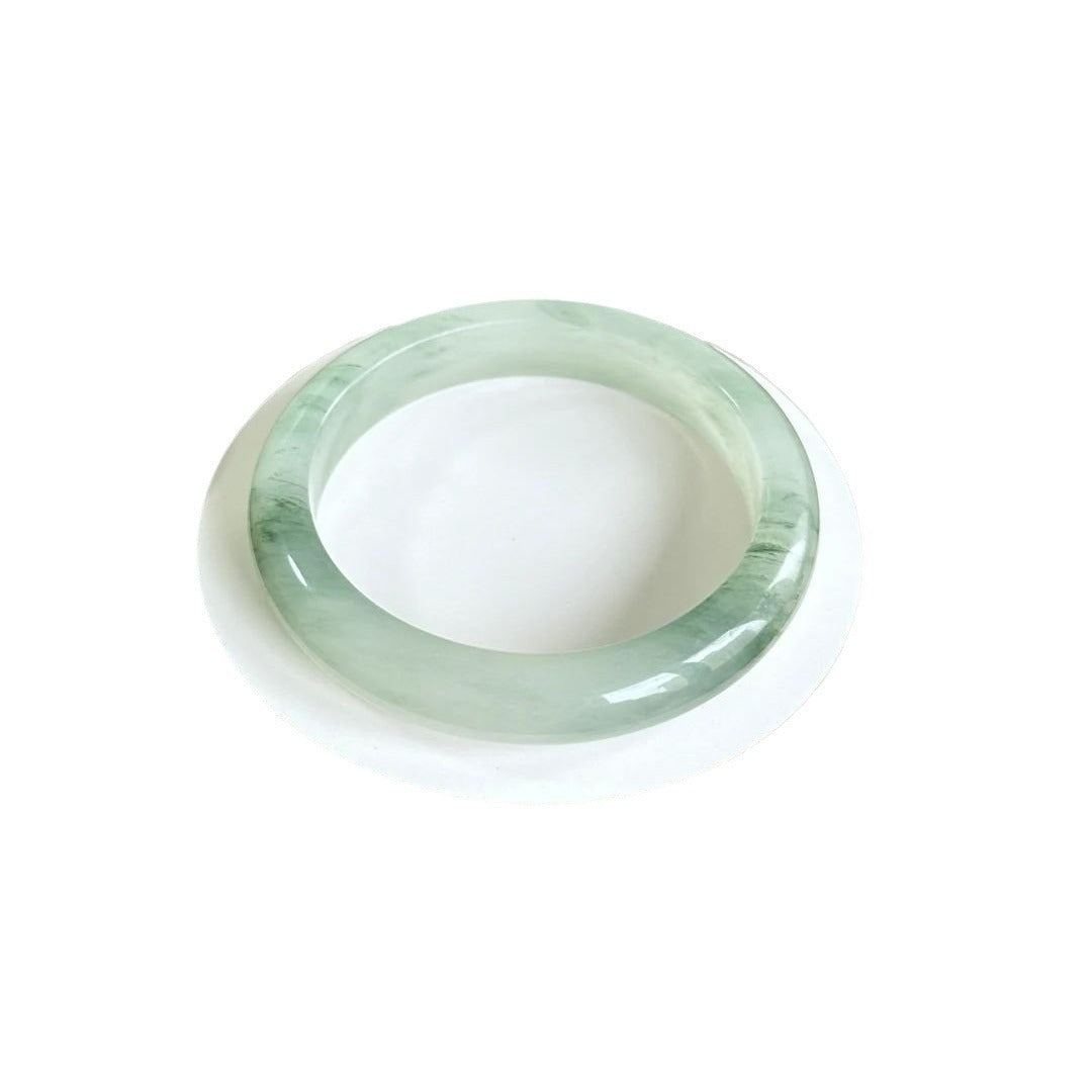 Gold Silk Jade Snow Emerald Flat Bracelet