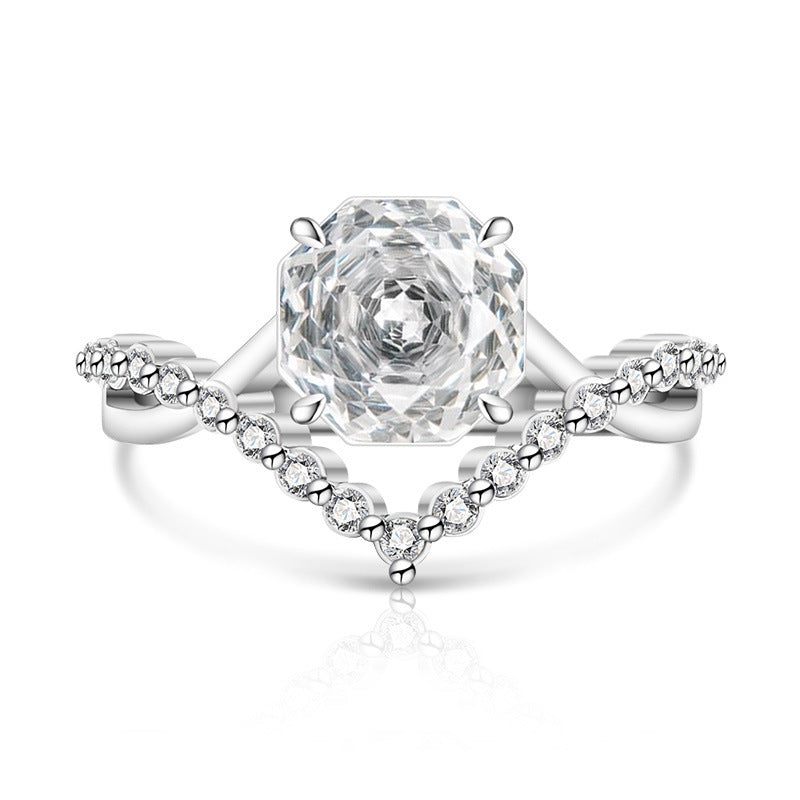 Crown Rose Cut For Love Female Super Flash High Carbon Ring
