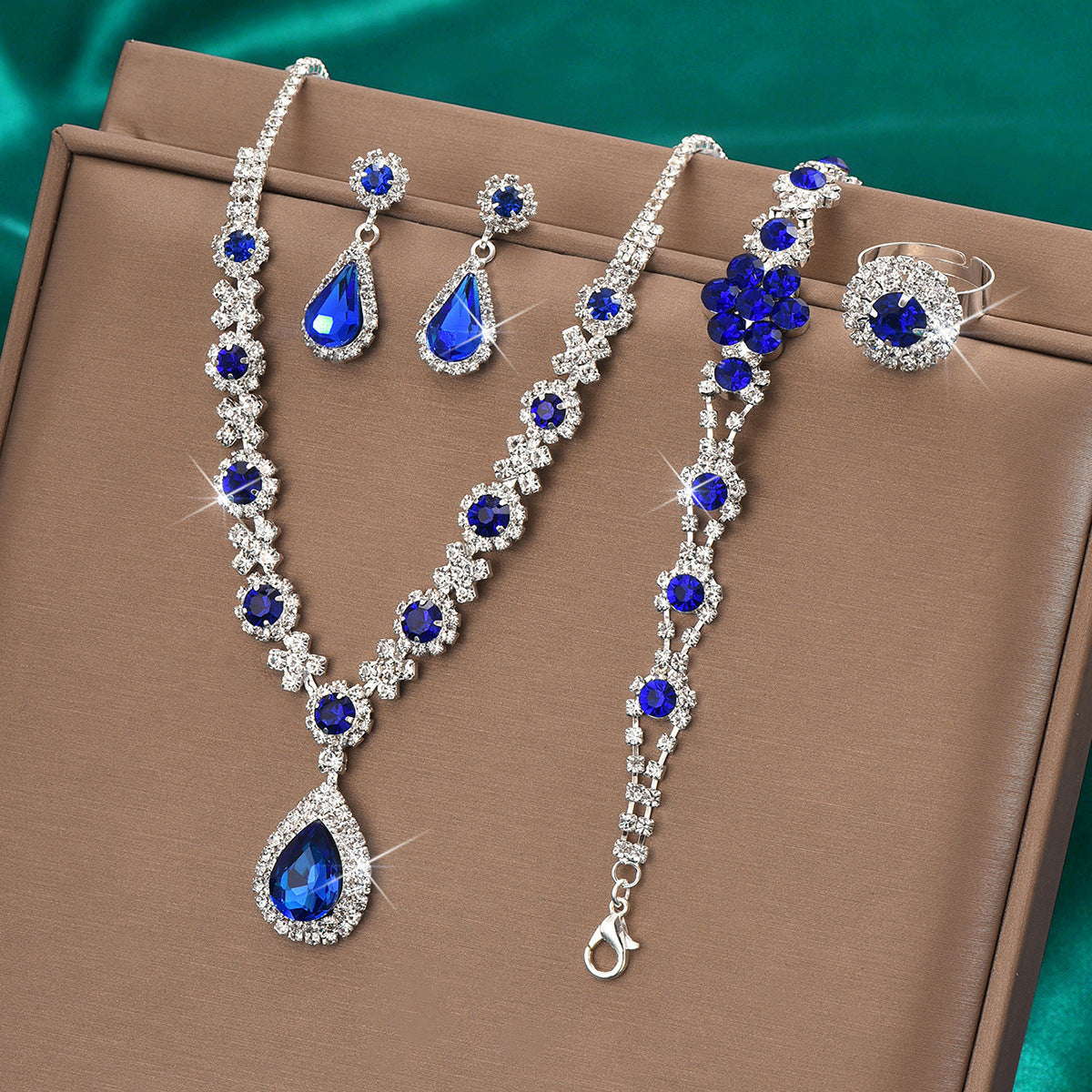 Women's Fashion High-grade Crystal Gem Water Drop Jewelry Set