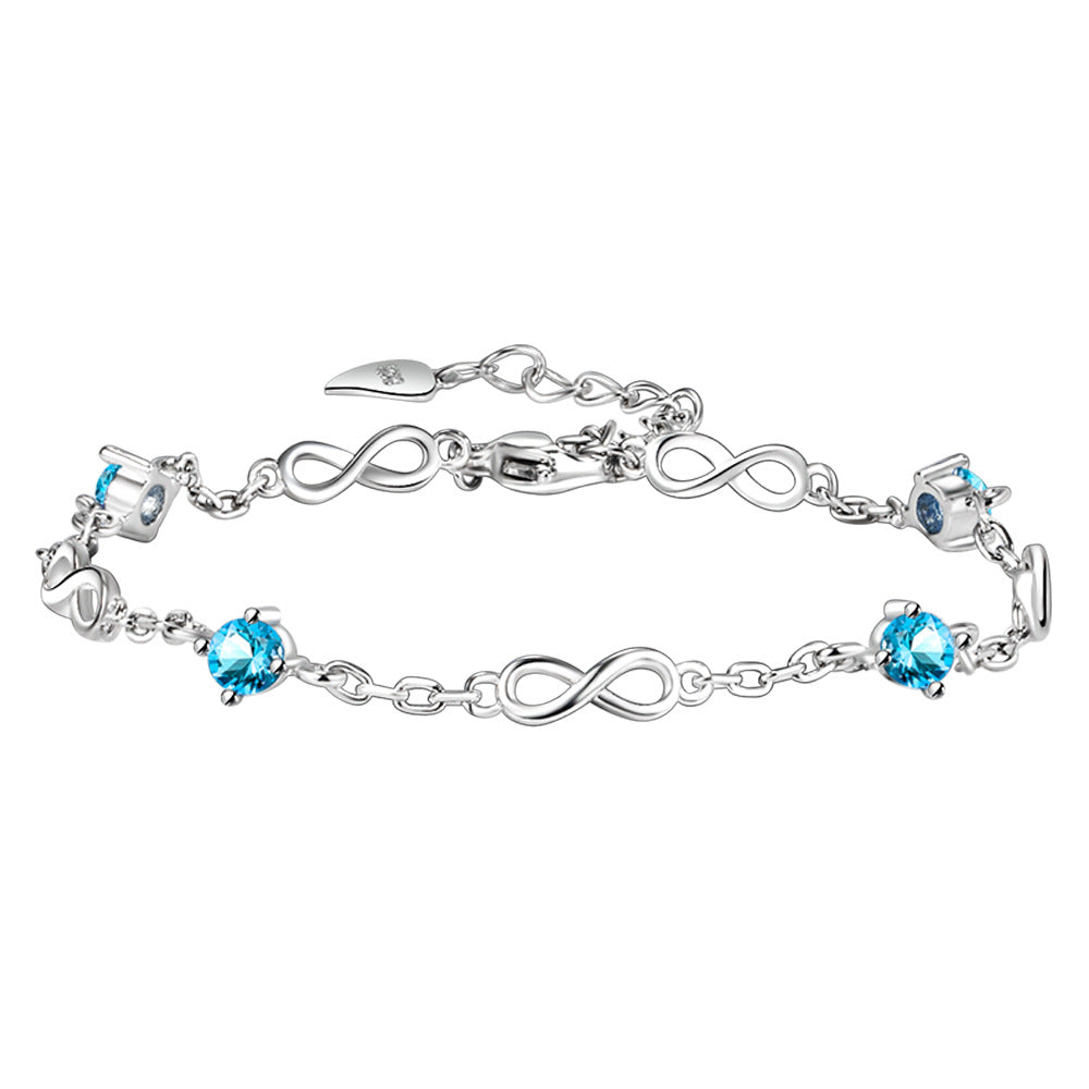 Light Luxury Blue Zircon Female Ocean Heart Bracelets