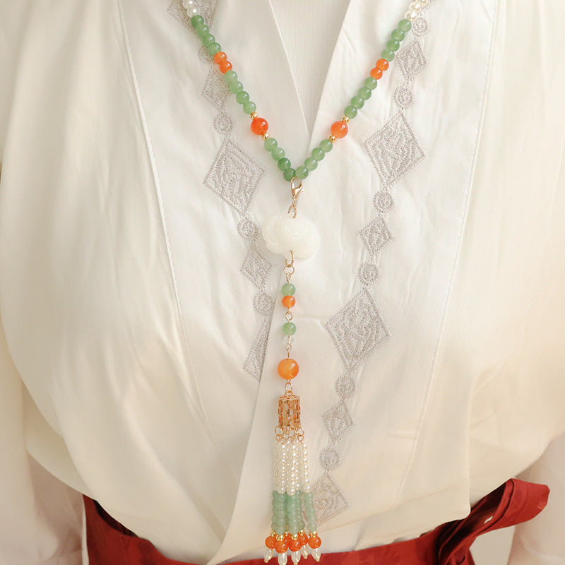 Lotus Chinese Long Fringe Of Precious Necklaces