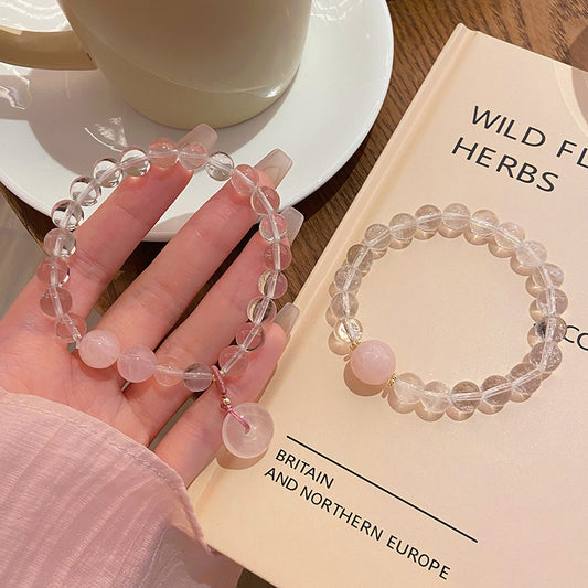 Simple Design Fairy Sweet Fresh White Crystal Pink Peace Bracelets