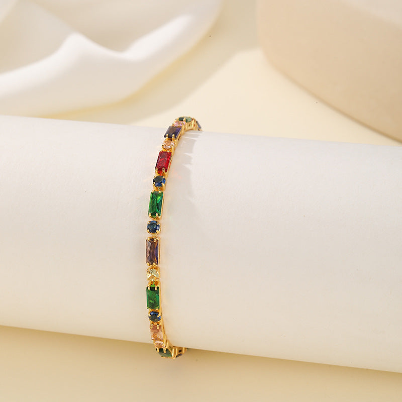 Women's Luxury Fashion Square Zircon High-grade Dopamine Simple Exquisite Versatile Watch Bracelets