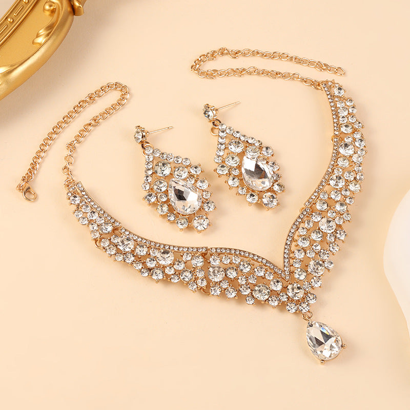 Big Water Drop Full Diamond Two-piece Bride Luxury Jewelry Set