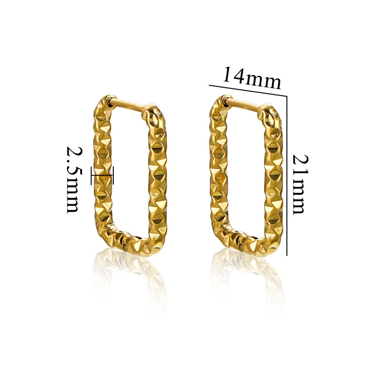 Niche Rectangular Irregular Hammer Pattern Clip High Fashion Personality Titanium Ear Buckle