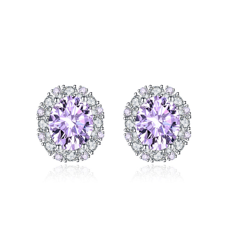 Popular Big Diamond Purple Zircon Colored Gems Jewelry Set