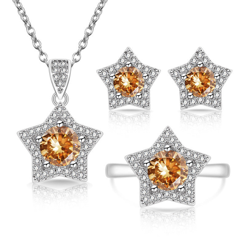 Women's Fashionable Eight Hearts Arrows Colored Gems Jewelry Set