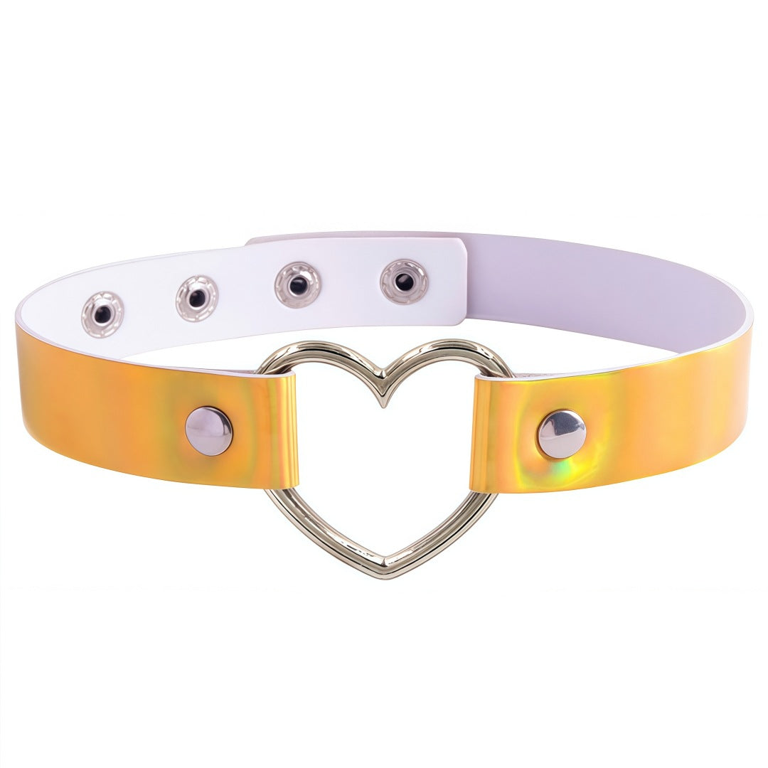 Laser Peach Heart-shaped Luminous Neckband Clavicle Necklace