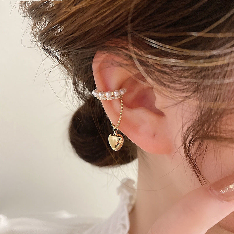 Pearl Love Tassel Art Retro French Fashion Temperament Earrings