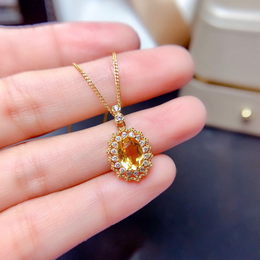 Colored Gems Citrine Suit Female Full Diamond Party Rings