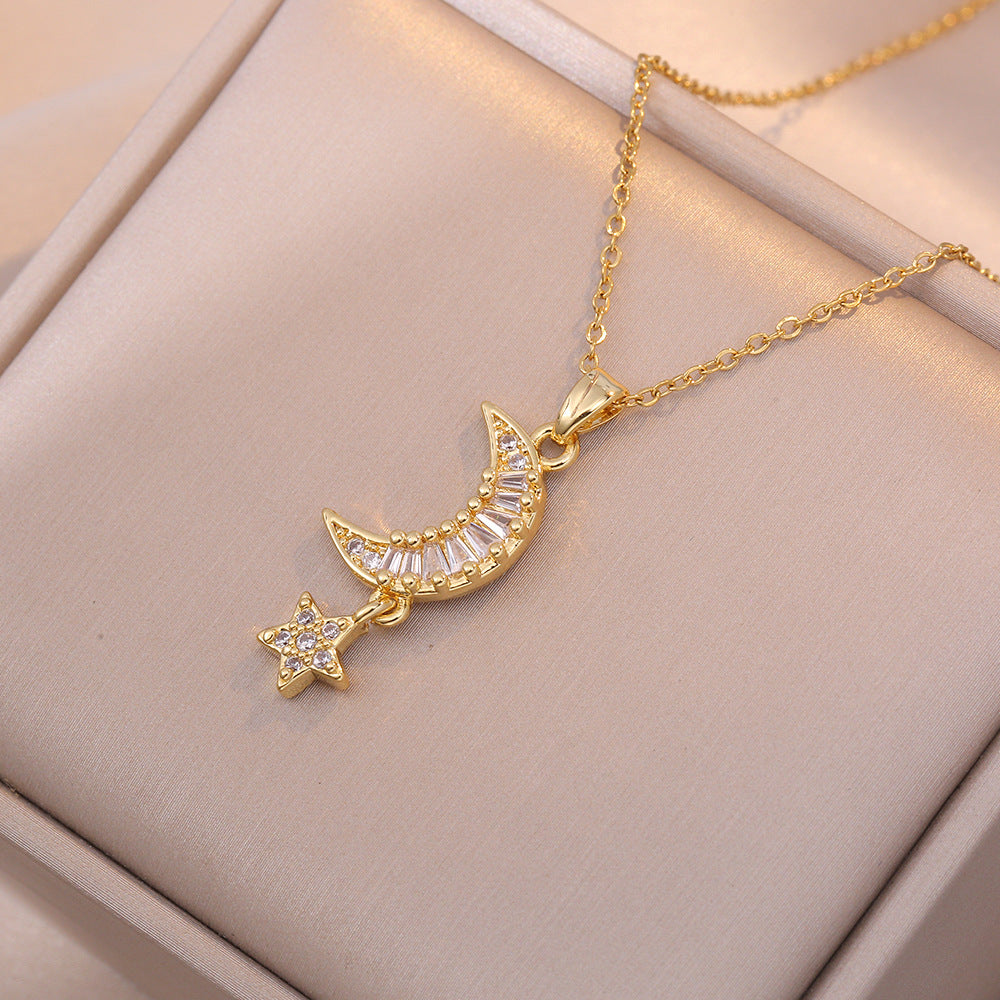 Women's Zircon Moon Light Luxury Temperament High-grade Diamond Necklaces