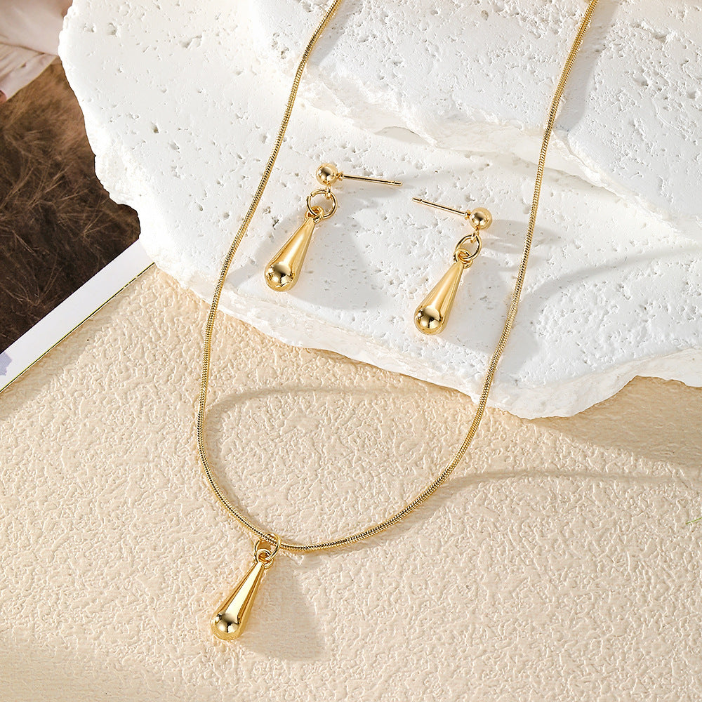 Simple Stylish Water Drop Female Graceful Girlfriends Clavicle Jewelry Set