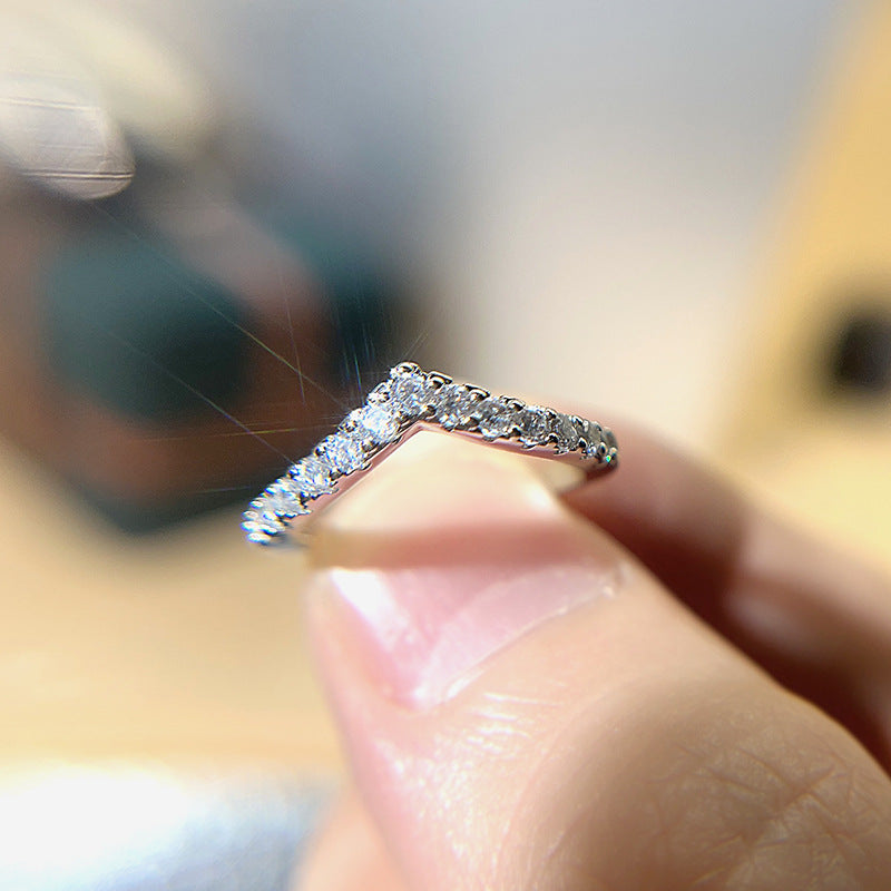 Women's Live Word Style Simple Guard Stackable Zircon Imitation Chic Light Rings
