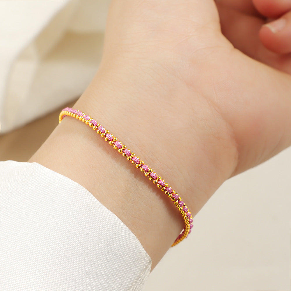 Round Beads Gold Woven High-grade Light Luxury Exquisite Red Bracelets