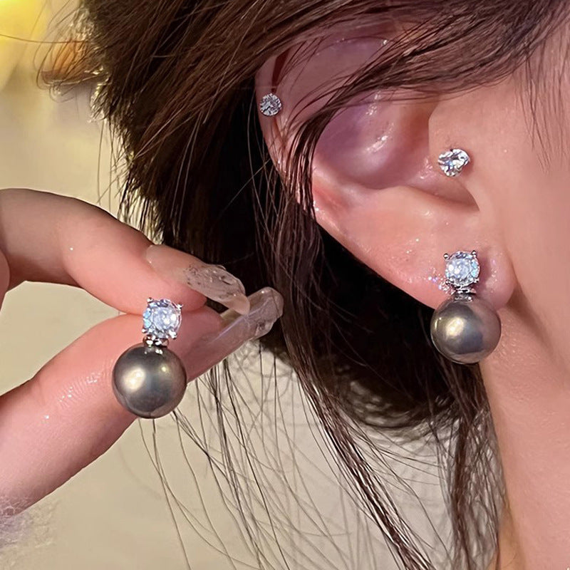 Women's Needle Light Luxury Minority Pearl Exquisite Micro Inlaid Earrings