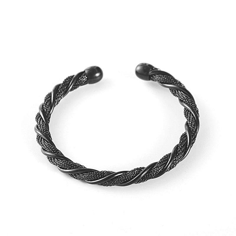 Women's & Men's Fashion Personality Retro Titanium Woven Open Round Bracelets