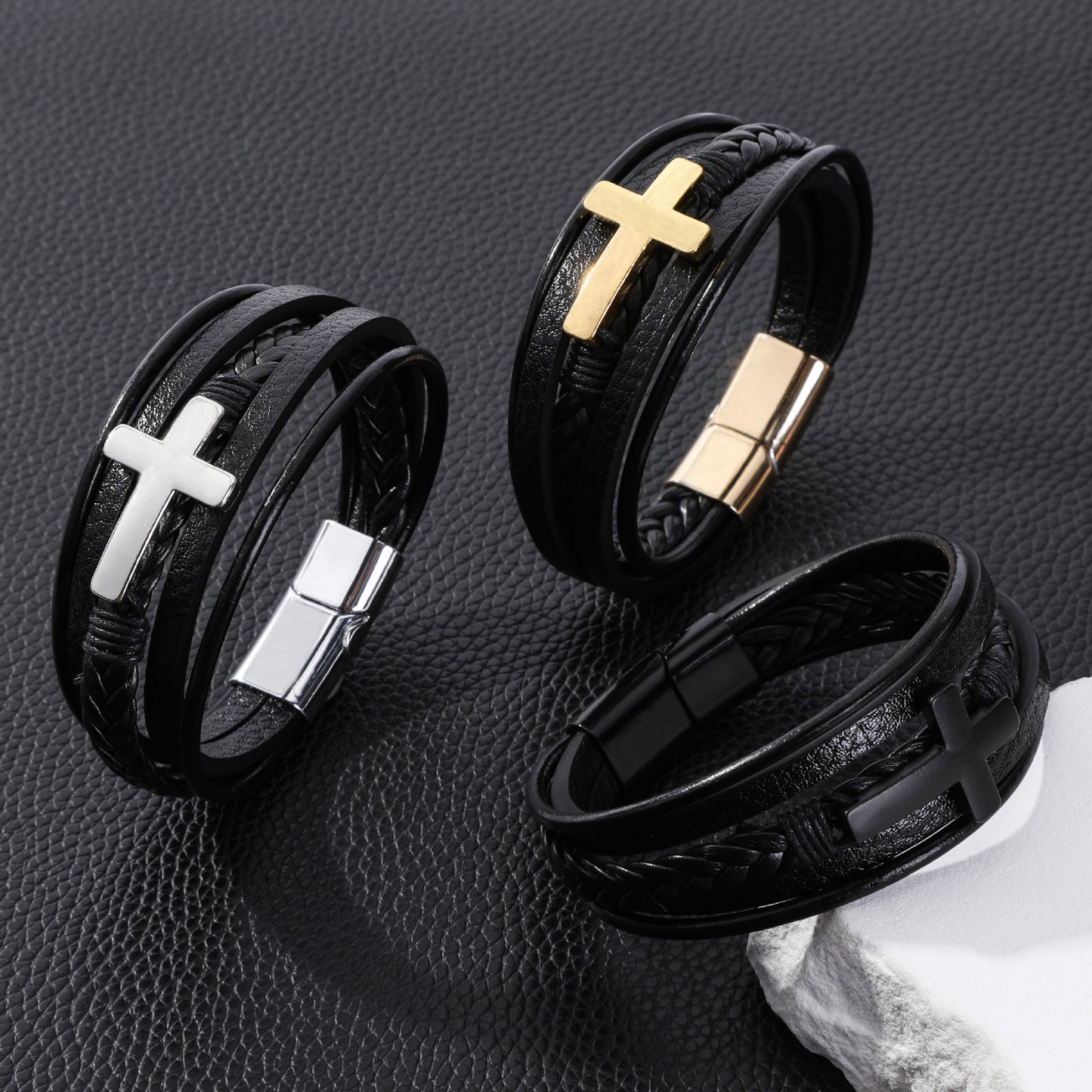 Leather Street Fashion Alloy Laser Woven Bracelets