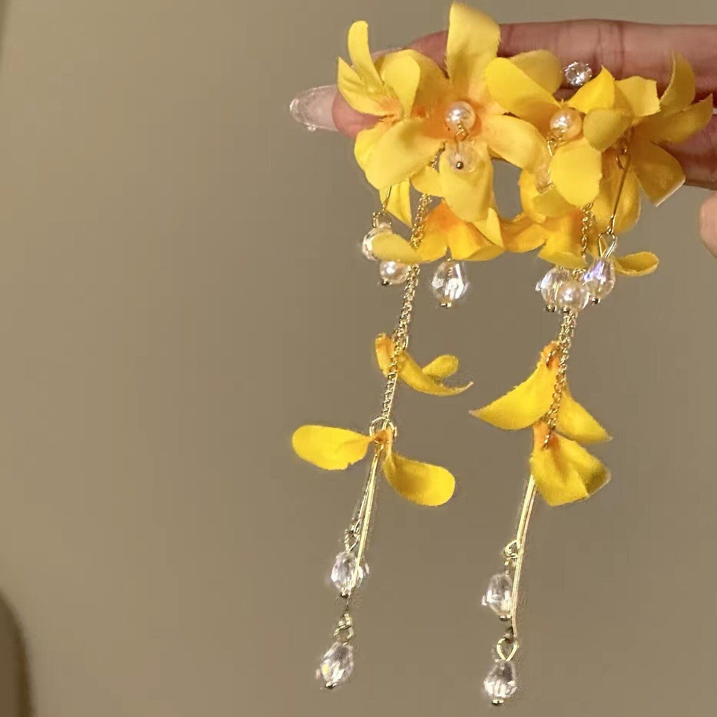 Yellow Tassel Flowers Super Beautiful Seaside Holiday Sweet Earrings