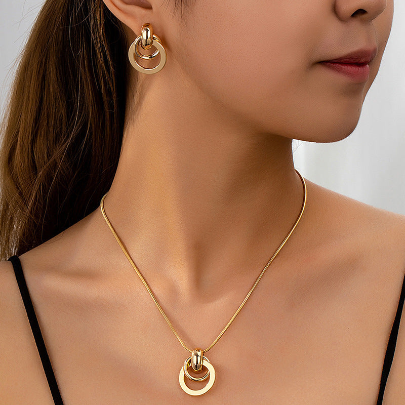 Light Luxury Gold Geometric Suite Simple Fashion High Jewelry Set