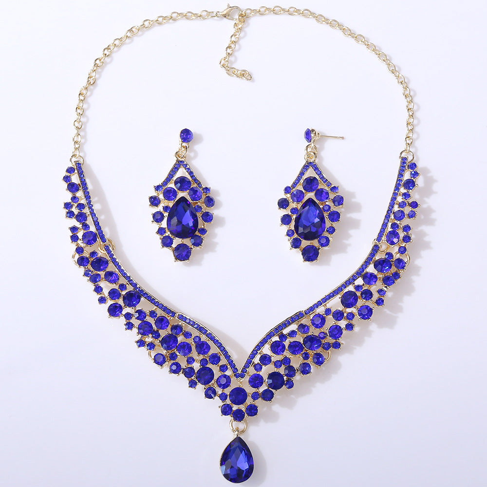 Exquisite Colorful Crystal Glass Drop-shaped Wedding Necklaces