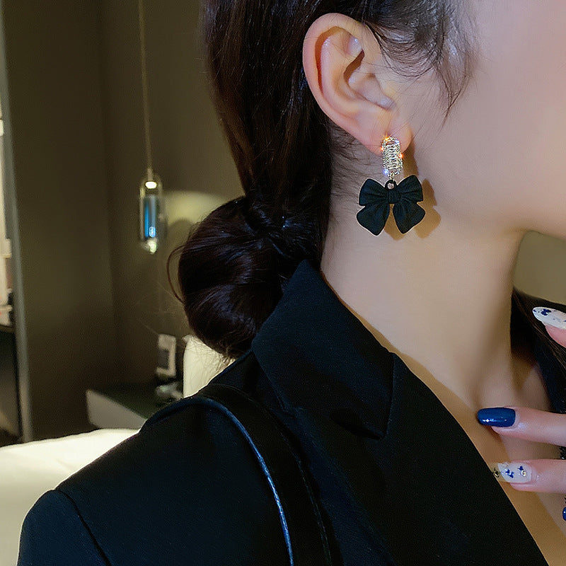 Bow Vintage Fashionable Elegant High-grade Female High-key Earrings