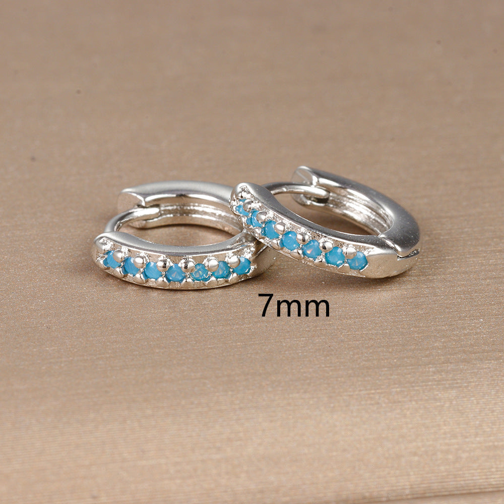 Simple Eardrop Blue Pine Zircon Circle Ear Bracelets