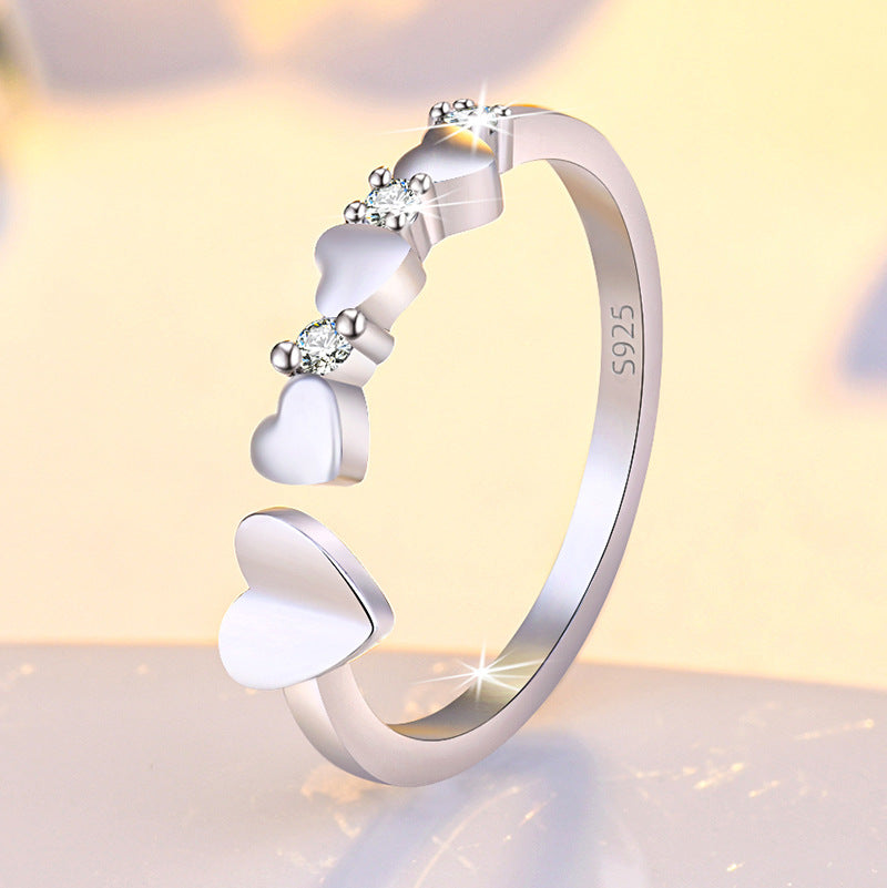 Luxury Heart-shaped Open Female Index Finger Rings