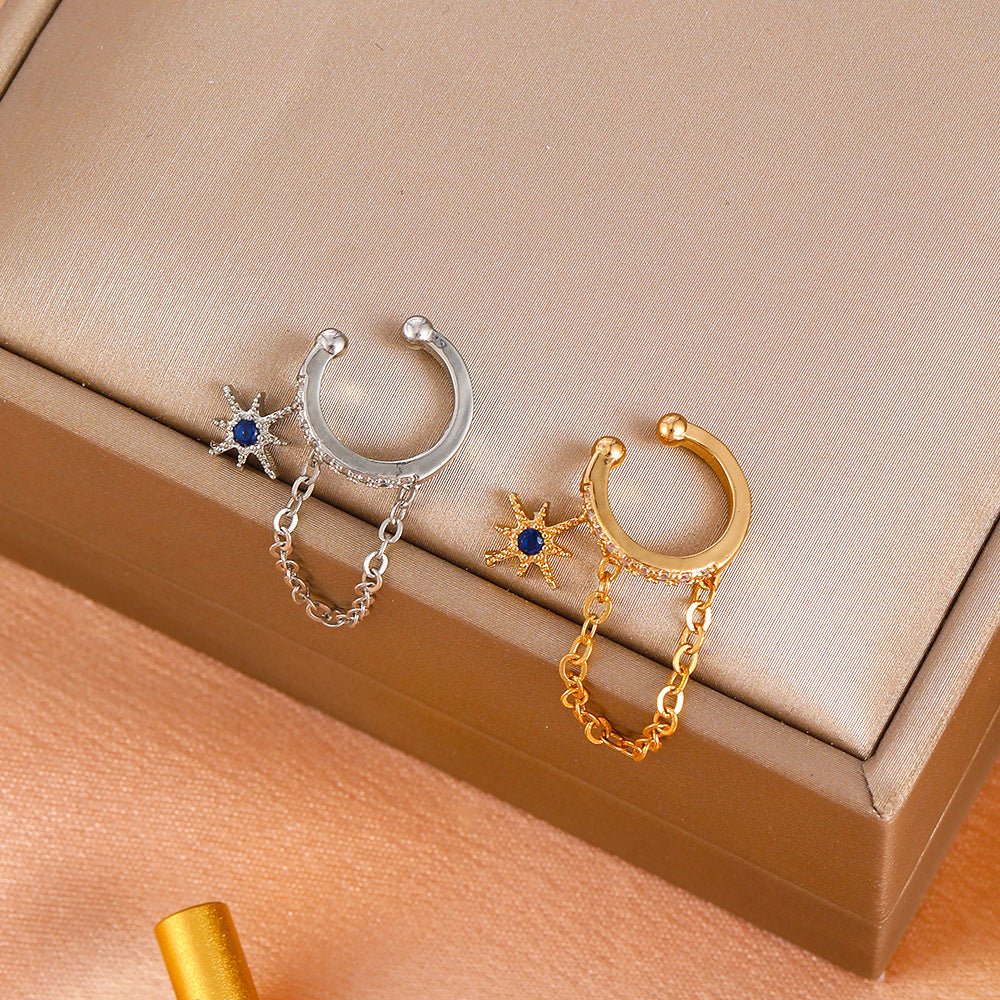 Simple Zircon Fashion Copper Inlaid Five-pointed Earrings