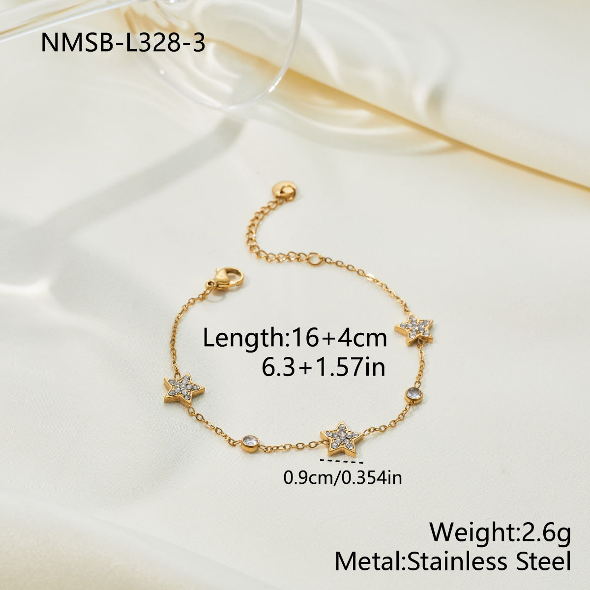 Stainless Steel Gentle Star Zircon Words Niche Bracelets