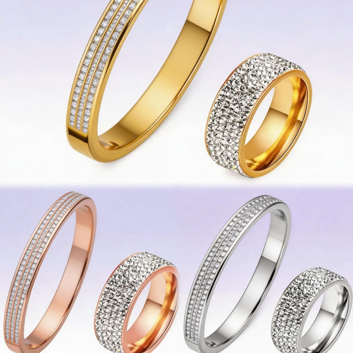 Half Diamond Starry Sky Light Luxury Simple Titanium Rings