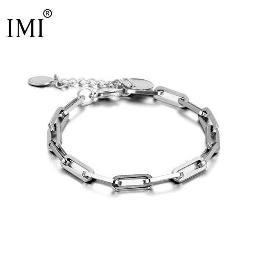 Geometric Square Buckle Thick Straps Titanium Steel Unisex Style Bracelets