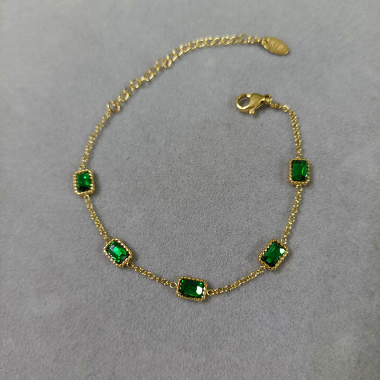 Titanium Steel Gold Plated Grandmother Green Bracelets