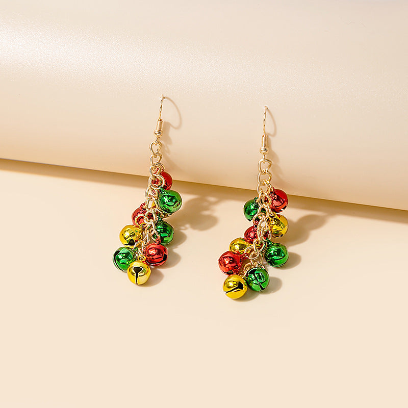 Women's Christmas Series Color Matching Bell Holiday Earrings