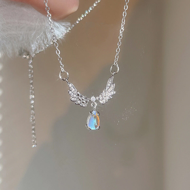Wings Moonstone Female Niche Design Advanced Clavicle Necklace